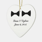 「ダブルボウタイ」ハートオーナメント セラミックオーナメント (左)