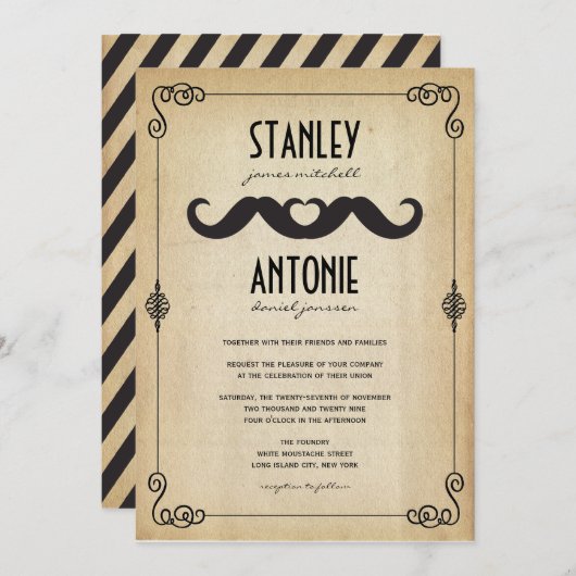 ダブルマスターチラブヴィンテージ紙ゲイ結婚ズ 招待状 (正面/裏面)