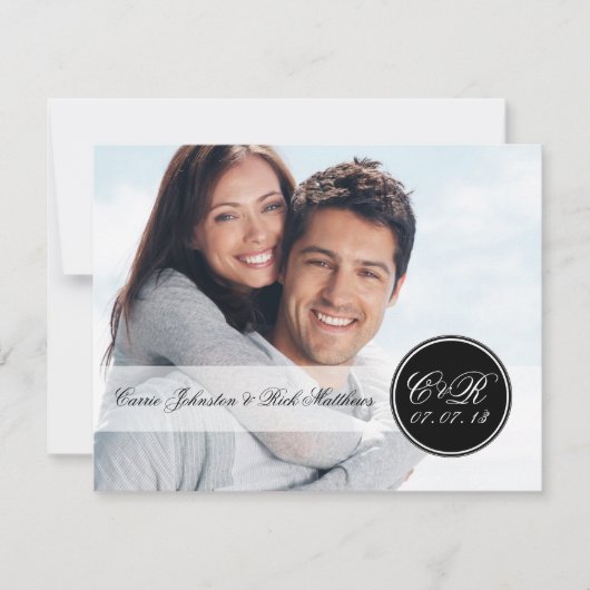 ダブルモシンプルノグラムフォトウエディングレセプション 招待状 (正面)