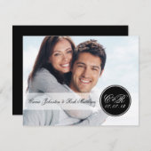 ダブルモシンプルノグラムフォトウエディングレセプション 招待状 (正面/裏面)