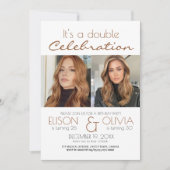 ダブルモダンお祝いフォトバースデーパーティー 招待状 (正面)