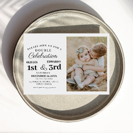 ダブルモダンお祝い誕生日写真第1位と第3位 招待状