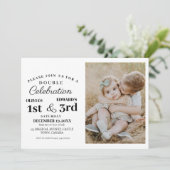 ダブルモダンお祝い誕生日写真第1位と第3位 招待状 (スタンド正面)