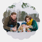 ダブルモダンサイドファミリーフォトホリデー オーナメントカード (裏面)