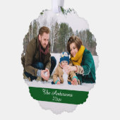 ダブルモダンサイドファミリーフォトホリデー オーナメントカード (左)