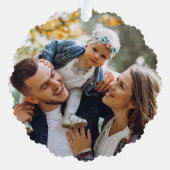 ダブルモダンサイドファミリーフォトホリデー オーナメントカード (裏面)