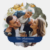 ダブルモダンサイドファミリーフォトホリデー オーナメントカード (正面)