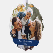 ダブルモダンサイドファミリーフォトホリデー オーナメントカード (左)