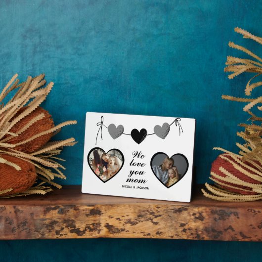 ダブルモダンハート2写真ママが大好き フォトプラーク (側面)