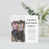 ダブルモダンバースデーパーティフォト誕生日 招待状 (スタンド正面)
