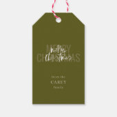 ダブルモダンメリークリスマスグリーンギフトラベル ギフトタグ (正面)