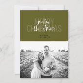 ダブルモダンメリークリスマス垂直エバーグリーン シーズンカード (正面)