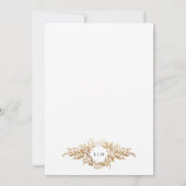 ダブルモノグラム金ゴールド植物体結婚格 招待状 (裏面)