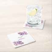 ダブルライラパーソナライズされたの結婚花 スクエアペーパーコースター (インサイチュ)