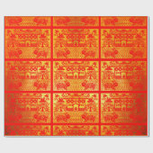 ダブルラビット紙中国のカット新年金ゴールドWP ラッピングペーパー (フラット)