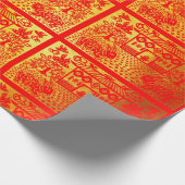 ダブルラビット紙中国のカット新年金ゴールドWP ラッピングペーパー (角)