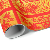 ダブルラビット紙中国のカット新年金ゴールドWP ラッピングペーパー (ロールコーナー)