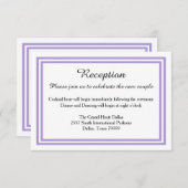 ダブルラベンダートリム – 披露宴の招待 エンクロージャーカード (正面/裏面)