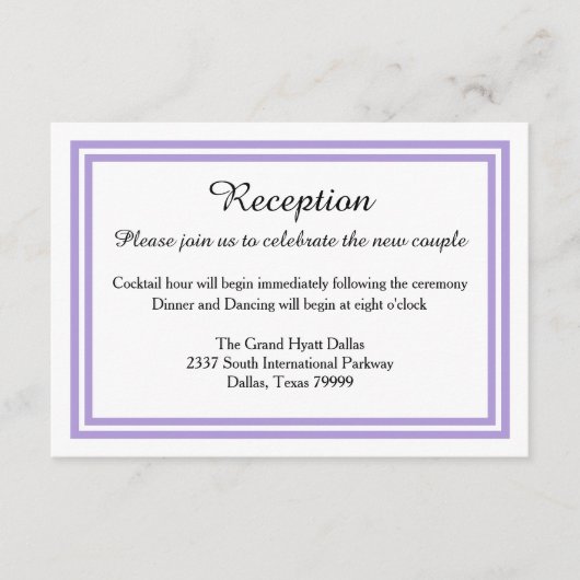 ダブルラベンダートリム – 披露宴の招待 エンクロージャーカード (正面)