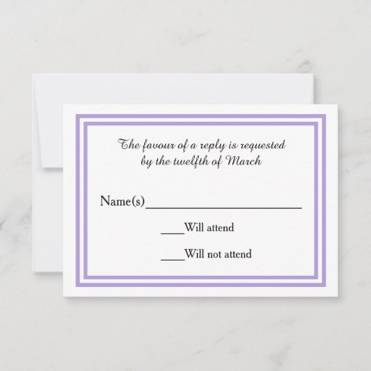 ダブルラベンダートリム – RSVPカード (正面)