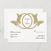 ダブルリングや輪バタフライモノグラム応答カード 出欠カード (正面/裏面)