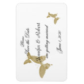 ダブルリングや輪蝶の結婚式の日付を保存 マグネット (縦)