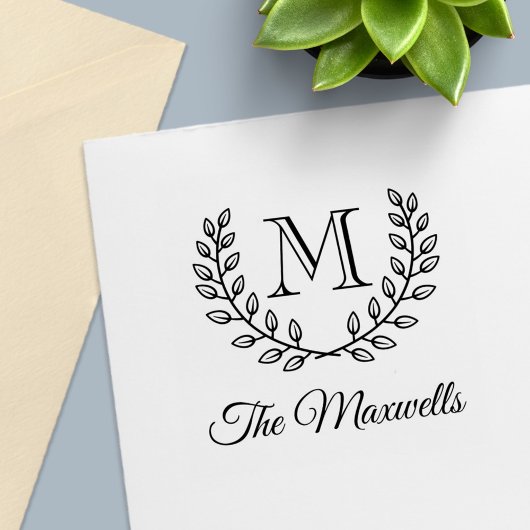 ダブルリースモノグラムイニシャルファミリー名 セルフインキングスタンプ