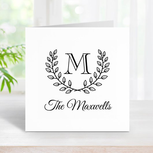 ダブルリースモノグラムイニシャルファミリー名 ラバースタンプ