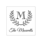 ダブルリースモノグラムイニシャルファミリー名 ラバースタンプ (インプリント)