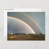 ダブルレインボーオーバートラバースシティーハガキ ポストカード (正面/裏面)