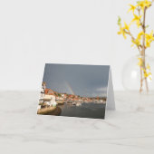 ダブルレインボー，ウィットビー，イギリス – notecard カード (黄色い花)