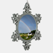 ダブルレインボー スノーフレークピューターオーナメント (左)