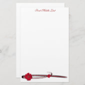 ダブルレッドガーベラデイジースイープパーソナライズされた 便箋 (正面/裏面)