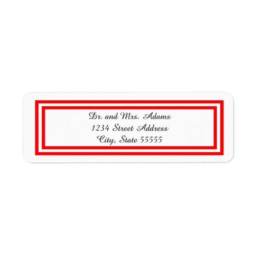 ダブルレッドトリム – 差出人住所ラベル ラベル (正面)