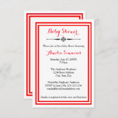 ダブルレッドトリム – 3x5ベビーシャワー招待状 招待状 (正面/裏面)