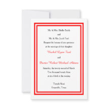 ダブルレッドトリム–3x5結婚式招待状