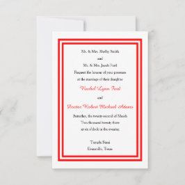 ダブルレッドトリム–3x5結婚式招待状 招待状