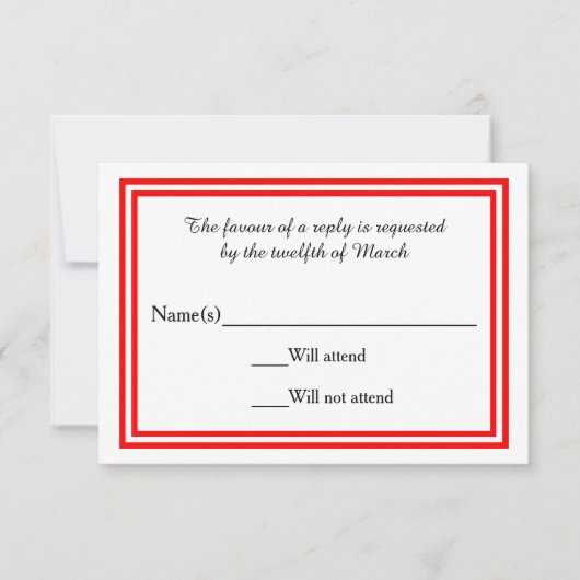 ダブルレッドトリム – RSVPカード (正面)