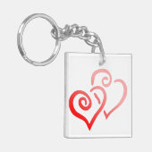 ダブルレッド渦巻形のハートアクリルキーチェーン キーホルダー (正面左)