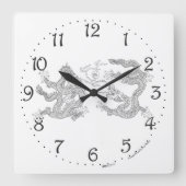 ダブル中国のドラゴンスクエアウォールクロック スクエア壁時計 (正面)