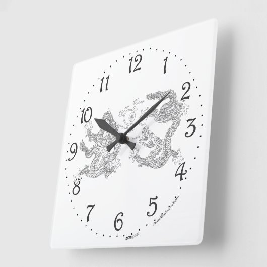 ダブル中国のドラゴンスクエアウォールクロック スクエア壁時計 (傾斜)