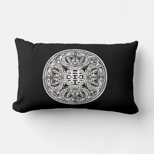 ダブル中国のハピネス枕 ランバークッション (正面)