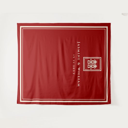 ダブル中国のハピネス結婚の背景 タペストリー (正面(横))