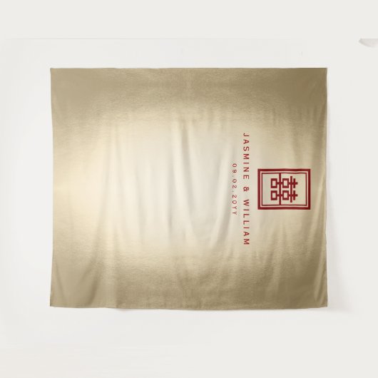 ダブル中国のハピネス結婚の背景 タペストリー (正面(横))