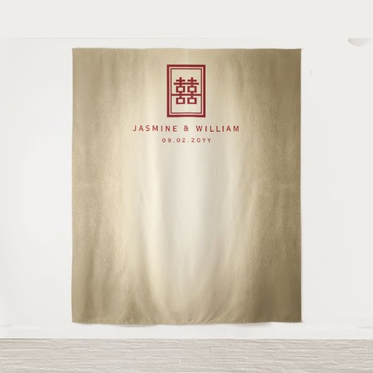 ダブル中国のハピネス結婚の背景 タペストリー (正面)