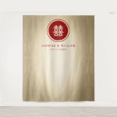 ダブル中国のハピネス結婚の背景 タペストリー (正面)