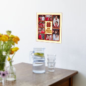 ダブル中国のハピネス赤金ゴールド家族の写真 箔ポスター (レイダウン (キッチン))