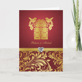 ダブル中国のハピネス・ラブ・バード 招待状