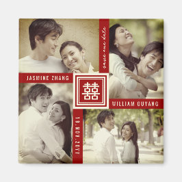 ダブル中国のXiの結婚4写真の日付を保存 マグネット