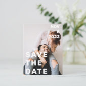 ダブル写真モダンが大きはっきりしたく、日付を保存する ポストカード (スタンド正面)